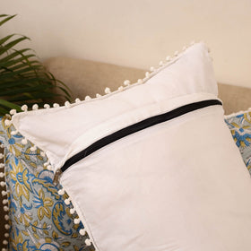 Sanganeri pillow cover with pom (set of 2) 06 - handcrafted