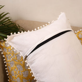Sanganeri pillow cover with pom (set of 2) 08 - handcrafted
