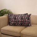 Sanganeri pillow cover with pom (set of 2) 09 - handcrafted