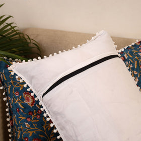 Sanganeri pillow cover with pom (set of 2) 11 - handcrafted