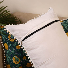 Sanganeri pillow cover with pom (set of 2) 13 - handcrafted