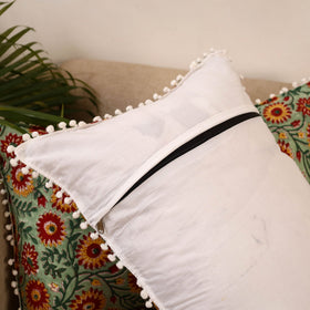Sanganeri pillow cover with pom (set of 2) 19 - handcrafted