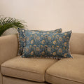 Sanganeri pillow cover with pom (set of 2) 21 - handcrafted