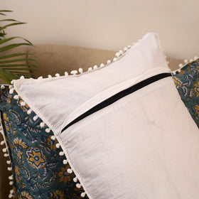 Sanganeri pillow cover with pom (set of 2) 21 - handcrafted