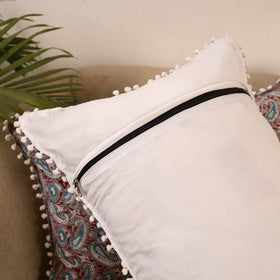 Sanganeri pillow cover with pom (set of 2) 22 - handcrafted