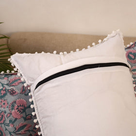 Sanganeri pillow cover with pom (set of 2) 24 - handcrafted