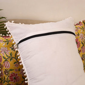 Sanganeri pillow cover with pom (set of 2) 27 - handcrafted