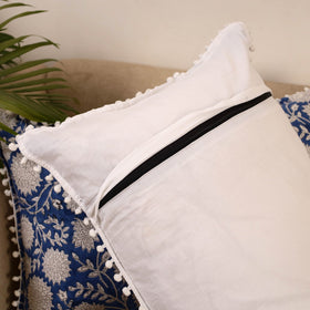 Sanganeri pillow cover with pom (set of 2) 28 - handcrafted