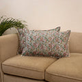 Sanganeri pillow cover with pom (set of 2) 29 - handcrafted