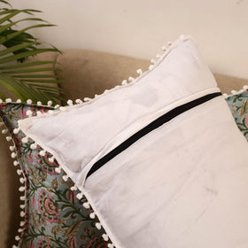 Sanganeri pillow cover with pom (set of 2) 29 - handcrafted