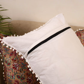 Sanganeri pillow cover with pom (set of 2) 30 - handcrafted