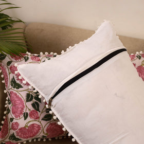 Sanganeri pillow cover with pom (set of 2) 31 - handcrafted