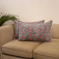 Sanganeri pillow cover with pom (set of 2) 32 - handcrafted