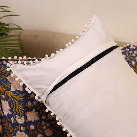 Sanganeri pillow cover with pom (set of 2) 33 - handcrafted
