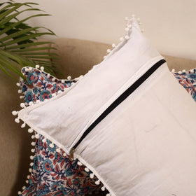 Sanganeri pillow cover with pom (set of 2) 35 - handcrafted