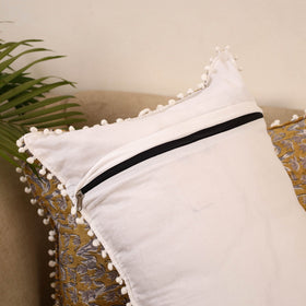 Sanganeri pillow cover with pom (set of 2) 37 - handcrafted