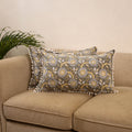Sanganeri pillow cover with pom (set of 2) 38 - handcrafted