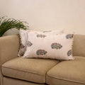Sanganeri pillow cover with pom (set of 2) 39 - handcrafted