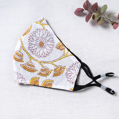  Sanganeri Block Printed Cotton 3 Layer Snug Fit Face Cover 