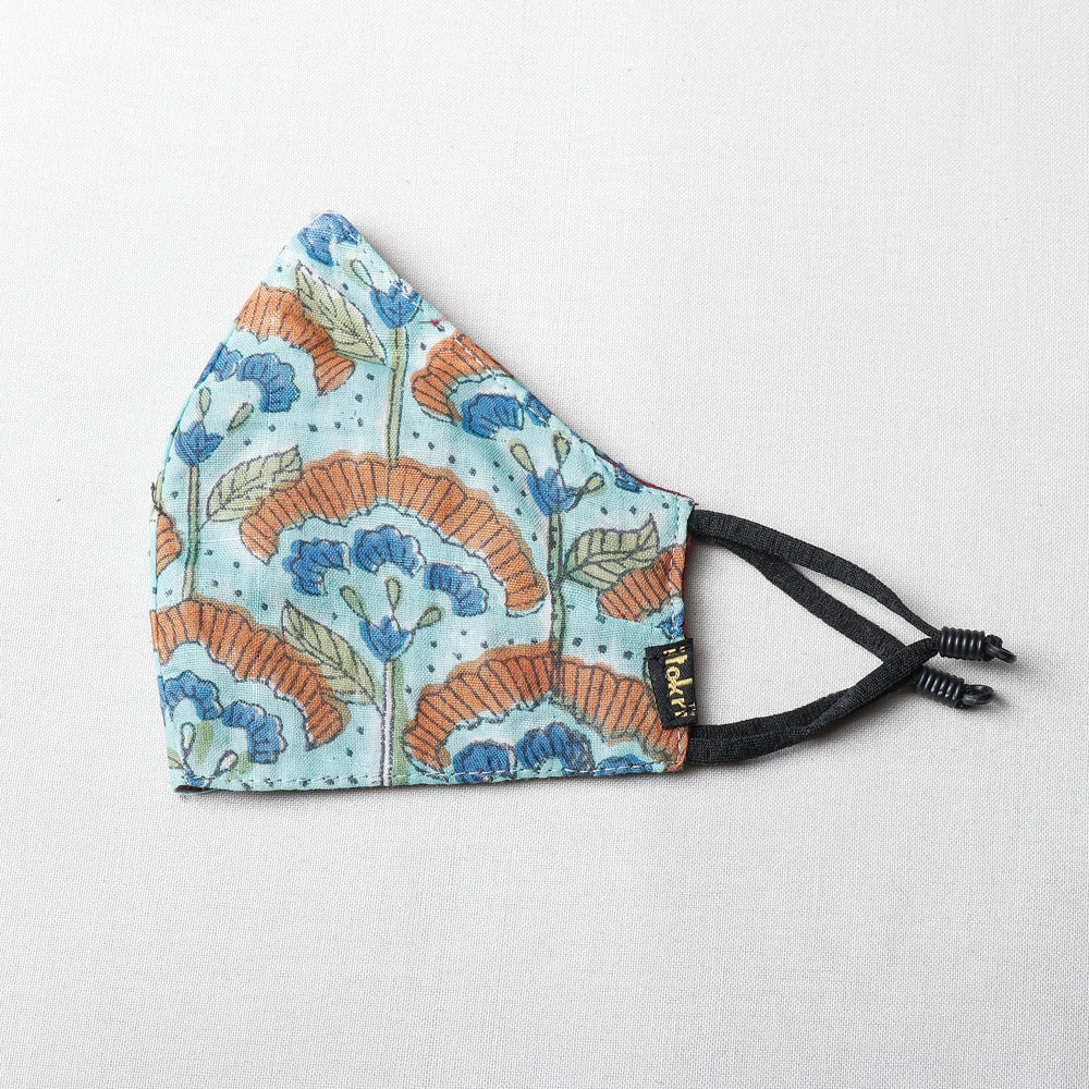  Sanganeri Block Printed Cotton 3 Layer Snug Fit Face Cover 