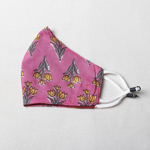  Sanganeri Block Printed Cotton 3 Layer Snug Fit Face Cover 