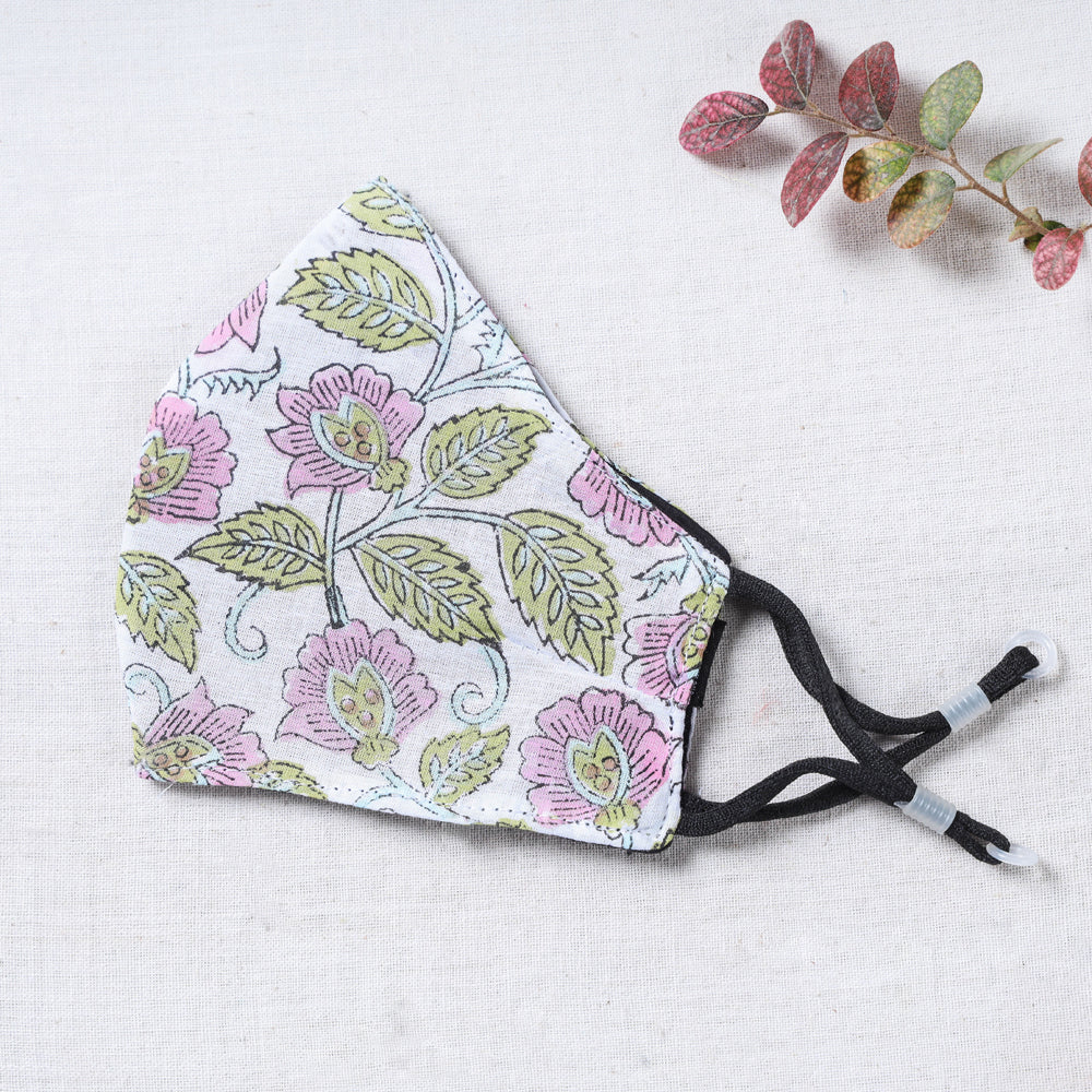 Sanganeri Block Printed Cotton 3 Layer Snug Fit Face Cover 