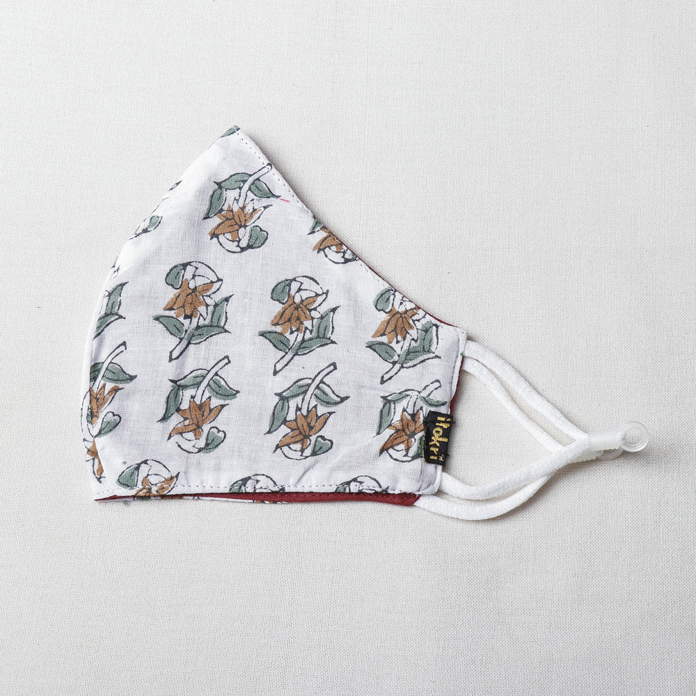  Sanganeri Block Printed Cotton 3 Layer Snug Fit Face Cover 