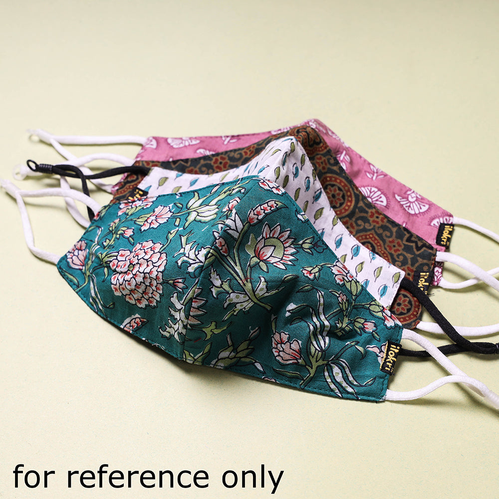  Sanganeri Block Printed Cotton 3 Layer Snug Fit Face Cover 