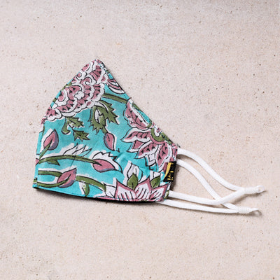  Sanganeri Block Printed Cotton 3 Layer Snug Fit Face Cover 
