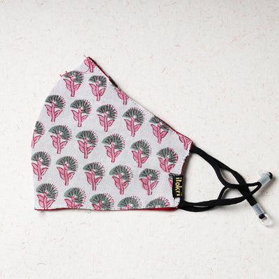  Sanganeri Block Printed Cotton Snug Fit Face Cover 