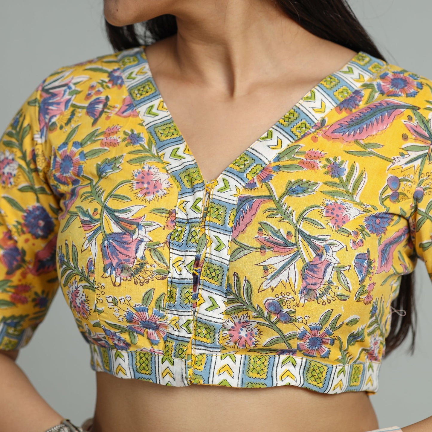 Buy Sanganeri Block Printed Cotton Stitched Blouse 19 