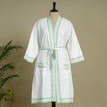 Buy Sanganeri Block Printed Waffle Weave Handwoven Bath Robe Online at iTokri.com