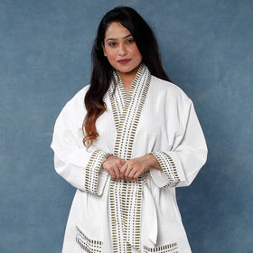 Buy Sanganeri Block Printed Waffle Weave Handwoven Bath Robe Online at iTokri.com