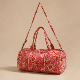 Sanganeri Print Velvet Duffle Travel Bag