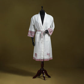 Sanganeri waffle weave handwoven bath robe 01 - handcrafted