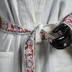 Sanganeri waffle weave handwoven bath robe 01 - handcrafted
