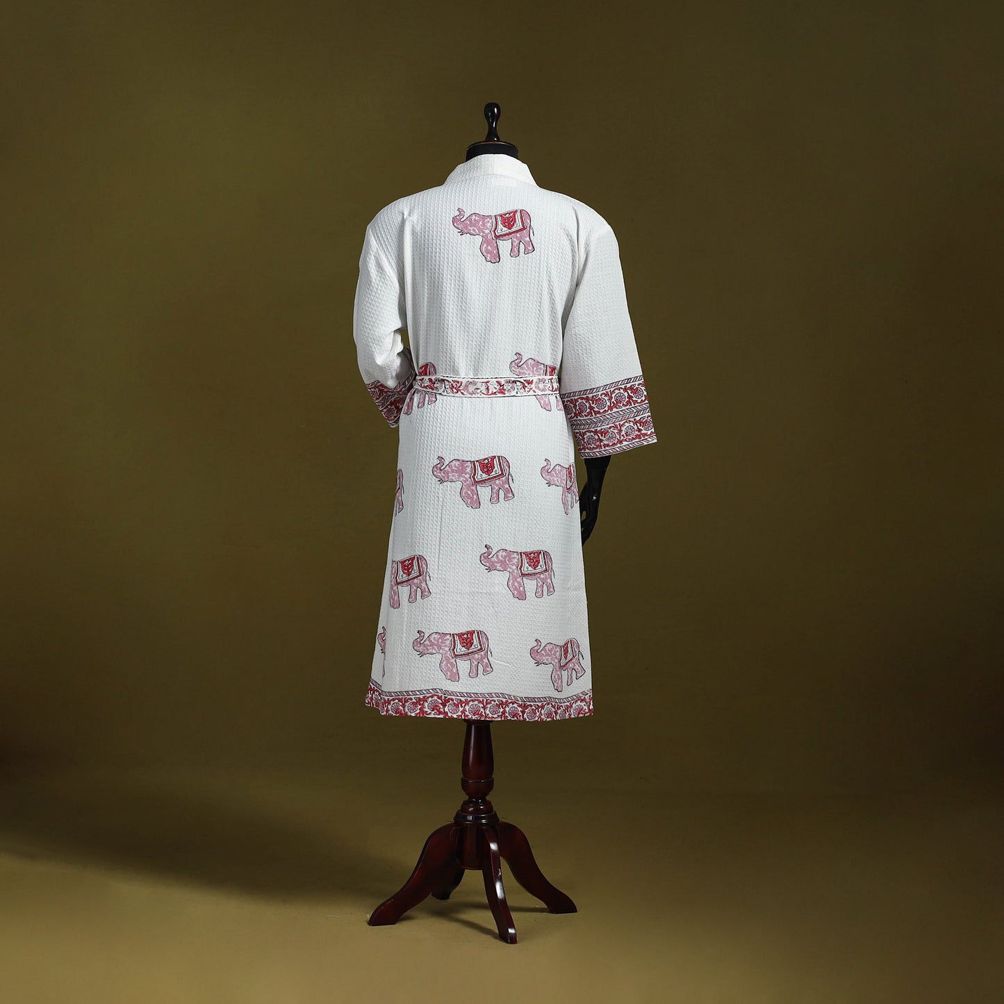 Sanganeri waffle weave handwoven bath robe 01 - handcrafted