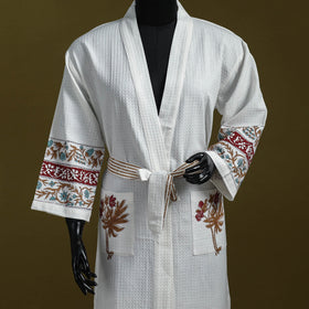 Sanganeri waffle weave handwoven bath robe 02 - handcrafted