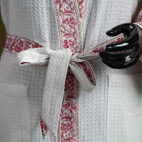 Sanganeri waffle weave handwoven bath robe 03 - handcrafted