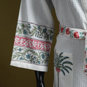 Sanganeri waffle weave handwoven bath robe 04 - handcrafted