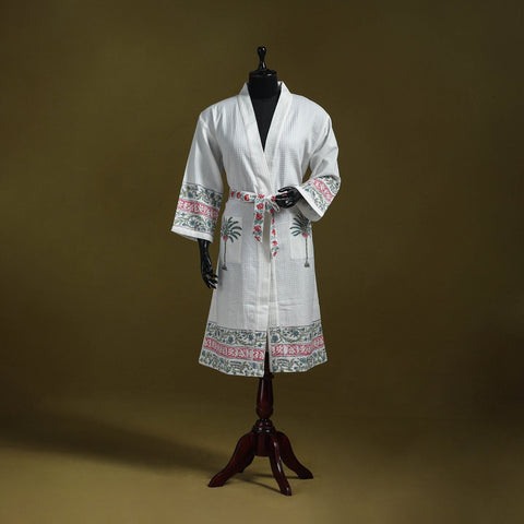 Sanganeri waffle weave handwoven bath robe 04 - handcrafted