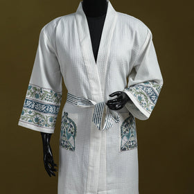 Sanganeri waffle weave handwoven bath robe 07 - handcrafted
