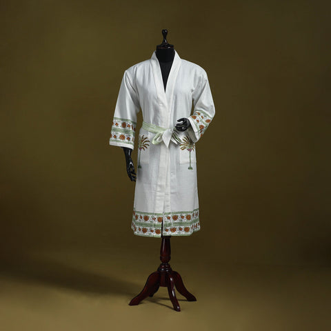 Sanganeri waffle weave handwoven bath robe 08 - handcrafted