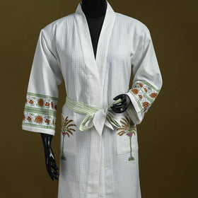 Sanganeri waffle weave handwoven bath robe 08 - handcrafted