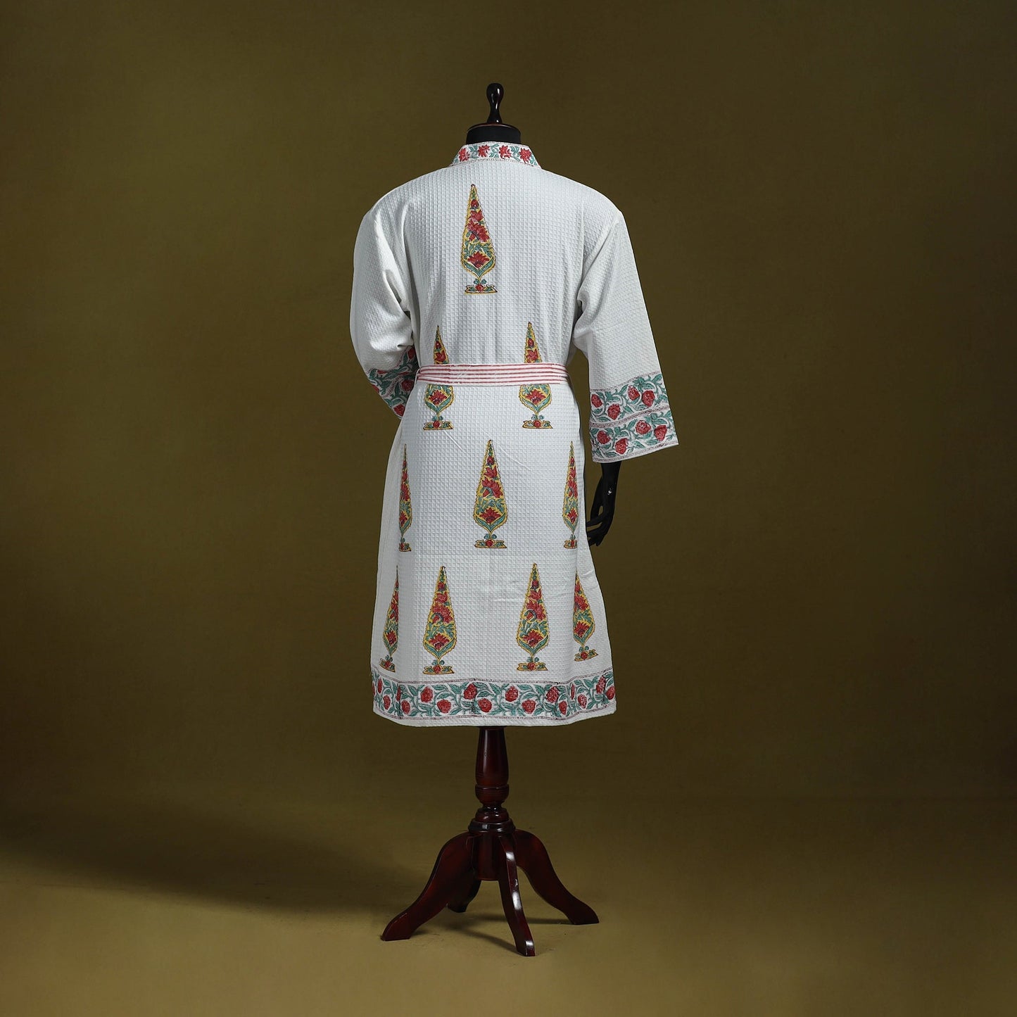 Sanganeri waffle weave handwoven bath robe 10 - handcrafted