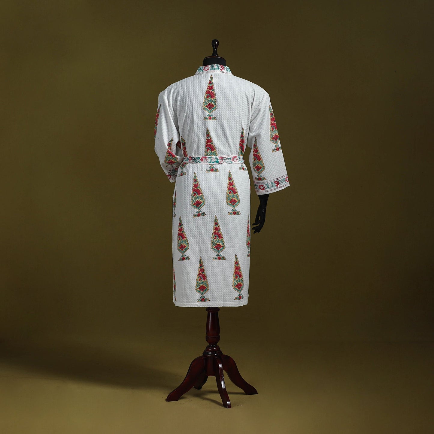 Sanganeri waffle weave handwoven bath robe 11 - handcrafted