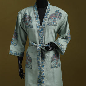 Sanganeri waffle weave handwoven bath robe 14 - handcrafted