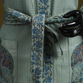 Sanganeri waffle weave handwoven bath robe 14 - handcrafted