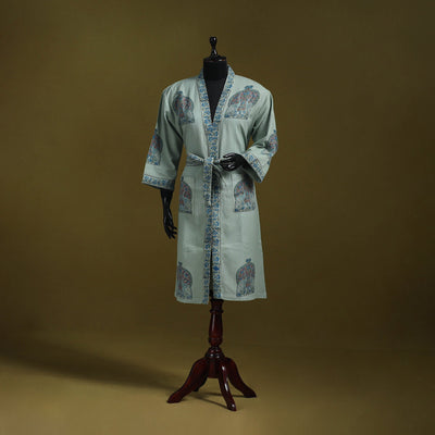 Sanganeri waffle weave handwoven bath robe 14 - handcrafted