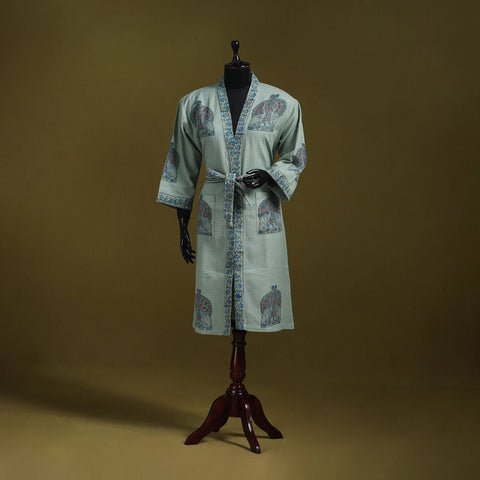 Sanganeri waffle weave handwoven bath robe 14 - handcrafted